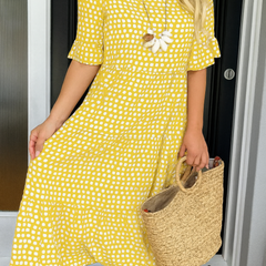 Brown Iris Sable Midi Dress by THE WHITMORE FAMILY, stylish dress with flowing fabric and elegant design.