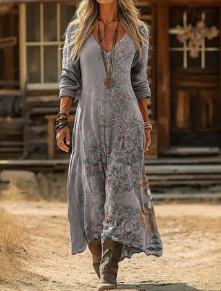 Gray Taylor dress by THE WHITMORE FAMILY featuring soft draping and casual elegance, perfect for stylish everyday wear.