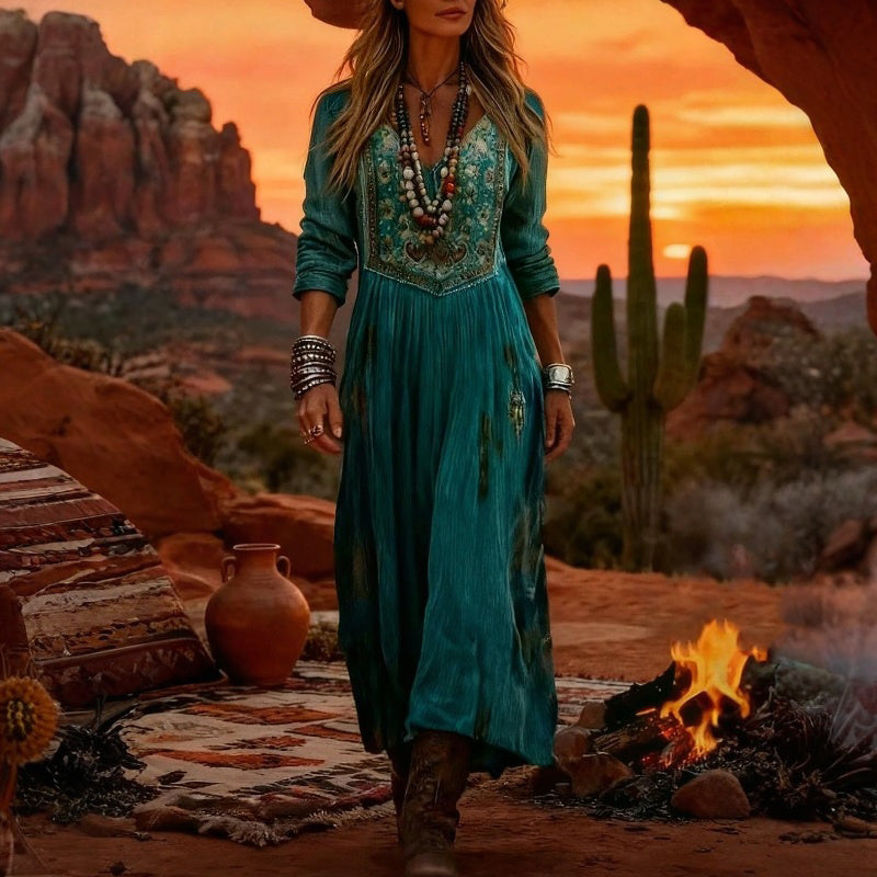 Green Sydney casual dress by THE WHITMORE FAMILY, loose fit, flattering style, perfect for everyday wear.