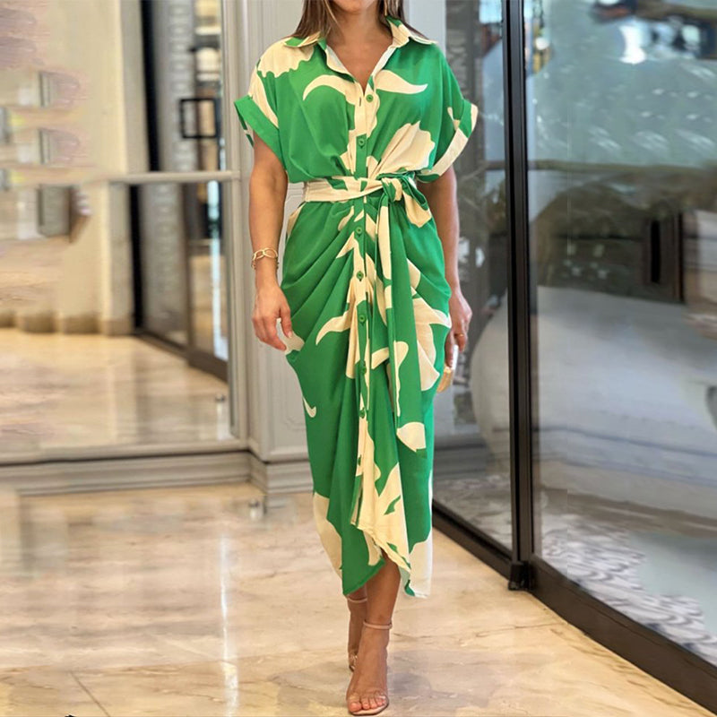 Green Tahlia elegant casual dress by THE WHITMORE FAMILY, featuring a comfortable fit and stylish design.
