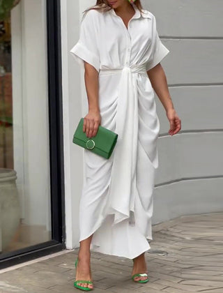 Green Tahlia elegant casual dress by THE WHITMORE FAMILY, featuring a stylish, comfortable design for versatile occasions.