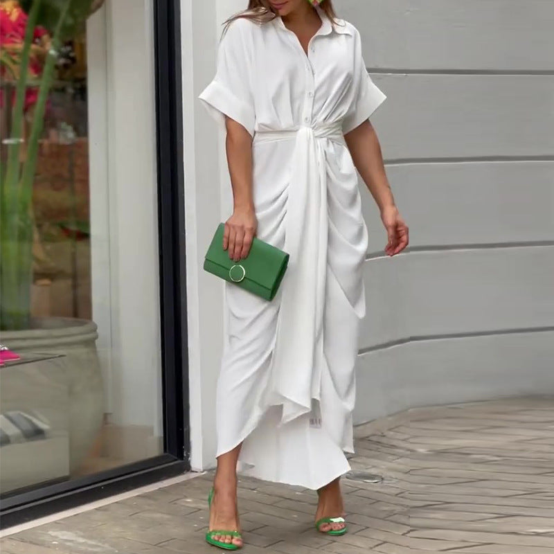 Green Tahlia elegant casual dress by THE WHITMORE FAMILY, featuring a stylish, comfortable design for versatile occasions.