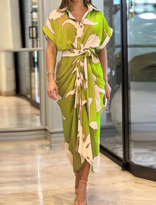 Green Tahlia casual dress by THE WHITMORE FAMILY, elegant and stylish, featuring a comfortable fit and classic design.