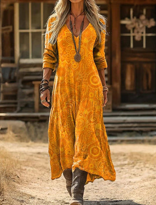 Yellow summer dress by THE WHITMORE FAMILY, relaxed and easygoing style, featuring lightweight fabric and casual fit.