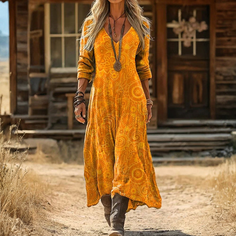 Yellow summer dress by THE WHITMORE FAMILY, relaxed and easygoing style, featuring lightweight fabric and casual fit.