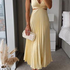 Yellow Helen maxi dress by THE WHITMORE FAMILY, flowing sleeveless dress with a relaxed, elegant fit perfect for warm weather.