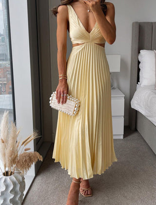 Yellow Helen maxi dress by THE WHITMORE FAMILY, flowing sleeveless dress with a relaxed, elegant fit perfect for warm weather.