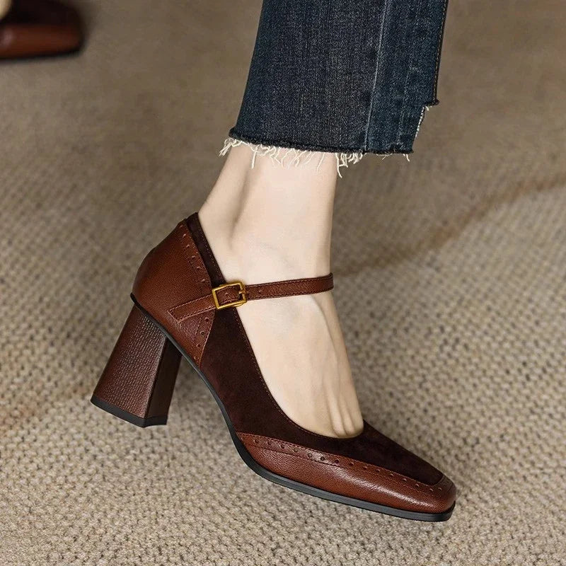 Brown Florence Classic Mary Janes flat sandals by THE WHITMORE FAMILY with a sleek, timeless design and comfortable strap details.