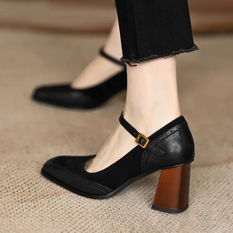 Brown Florence Classic Mary Janes by THE WHITMORE FAMILY, stylish flat sandals with a timeless design and comfortable fit.