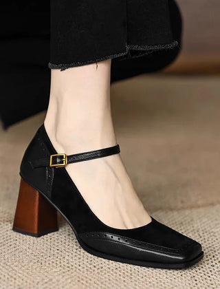 Brown Florence Classic Mary Janes flat sandals by THE WHITMORE FAMILY with rounded toes and ankle straps.