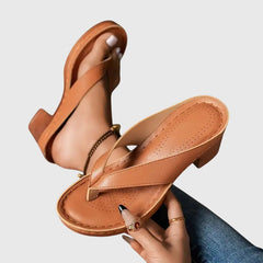 Gold Gianna™ orthopedic sandals by THE WHITMORE FAMILY featuring supportive straps and cushioned soles for comfortable wear.