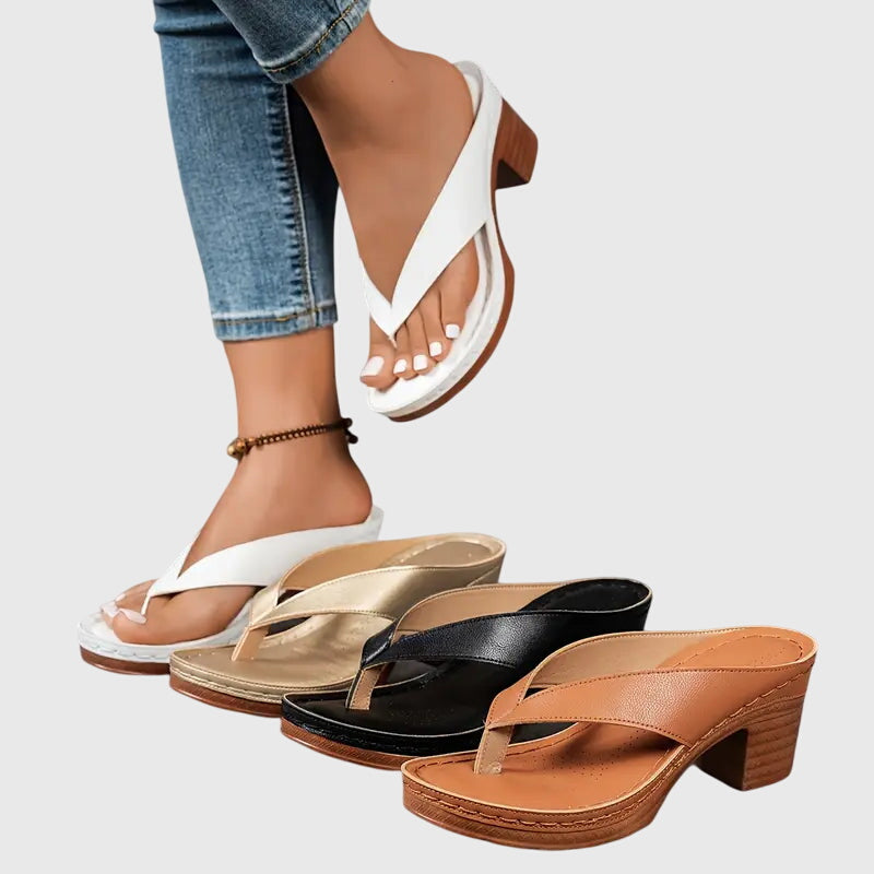 Gold Gianna™ orthopedic sandals by THE WHITMORE FAMILY featuring cushioned straps and supportive soles.