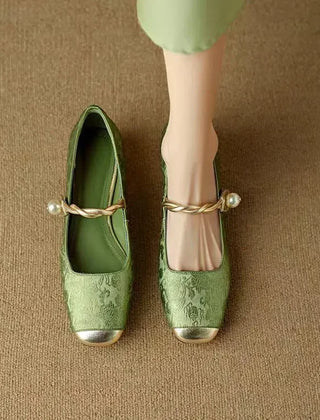 Green Mestelle Elegant Mary Janes by THE WHITMORE FAMILY featuring classic design and comfortable fit, perfect for stylish everyday wear.