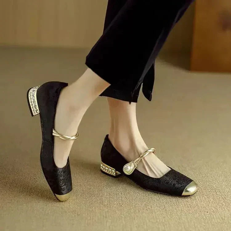 Green Mestelle Elegant Mary Janes by THE WHITMORE FAMILY featuring a classic design and polished leather finish.