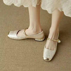 Green Mestelle Elegant Mary Janes by THE WHITMORE FAMILY featuring a classic strap and stylish design for women.