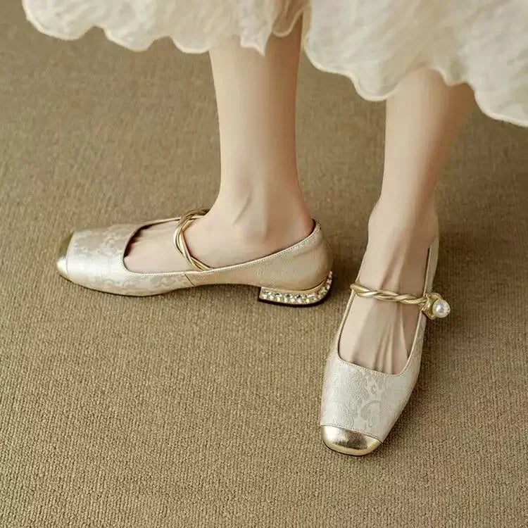 Green Mestelle Elegant Mary Janes by THE WHITMORE FAMILY featuring a classic strap and stylish design for women.