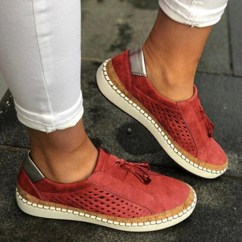 Green Arden™ Orthoflex Slip-Ons by THE WHITMORE FAMILY, featuring comfortable slip-on design and flexible sole.