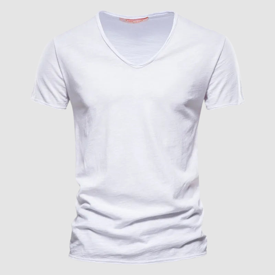Green Burnet™ Cotton Summer Tee by THE WHITMORE FAMILY displayed on a plain background. Soft cotton fabric and casual fit.