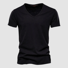 Green Burnet™ Cotton Summer Tee by THE WHITMORE FAMILY, shown on a model, featuring a casual fit and soft cotton fabric.
