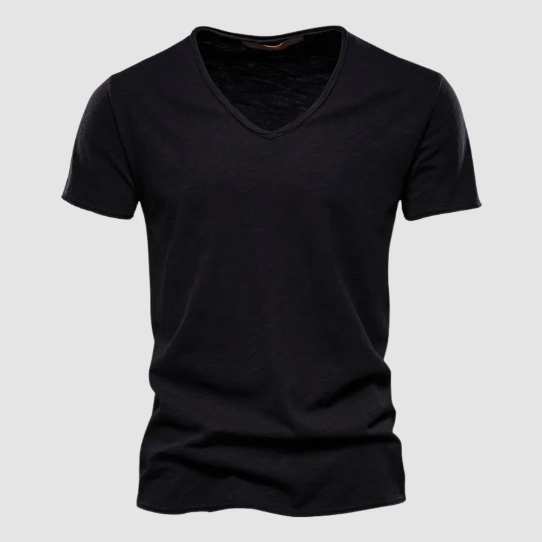 Green Burnet™ Cotton Summer Tee by THE WHITMORE FAMILY, shown on a model, featuring a casual fit and soft cotton fabric.