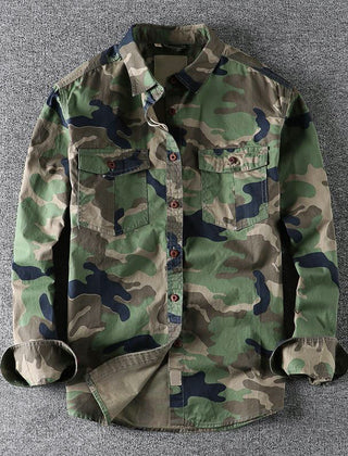 Logan™ Urban Camo Shirt by THE WHITMORE FAMILY, featuring a stylish urban camouflage pattern on a casual shirt.