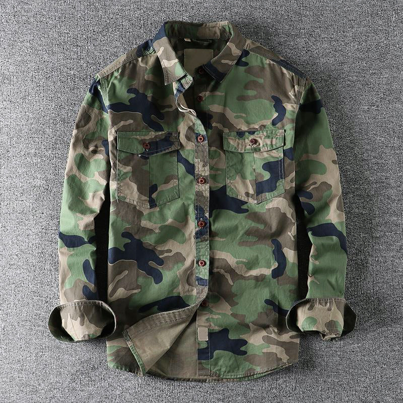 Logan™ Urban Camo Shirt by THE WHITMORE FAMILY, featuring a stylish urban camouflage pattern on a casual shirt.