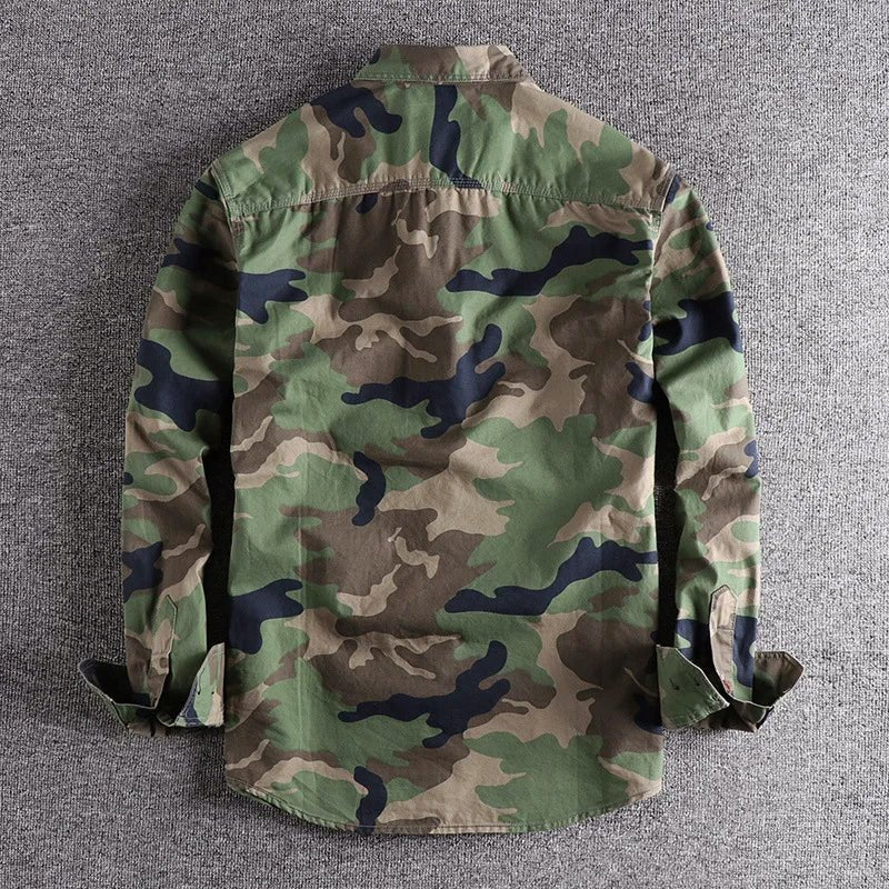 Logan™ Urban Camo Shirt by THE WHITMORE FAMILY shown in a close-up image highlighting the camo pattern and casual fit.