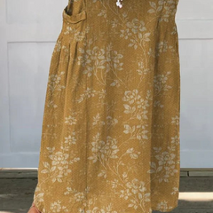 Green Princess™ vintage floral skirt with elastic waistband and pockets, stylish and comfortable for casual wear
