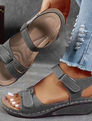 Grey Janet orthopedic comfort flex sandals by THE WHITMORE FAMILY with supportive straps and cushioned sole.