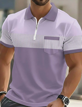 Grey Mason Elegant Zip Polo by THE WHITMORE FAMILY, featuring a stylish collar and zipper detail for a sophisticated look.