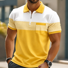 Grey Mason Elegant Zip Polo by THE WHITMORE FAMILY, featuring a sleek collar and zip detail on a comfortable polo shirt.