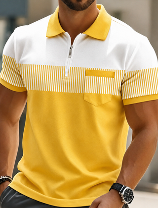 Grey Mason Elegant Zip Polo by THE WHITMORE FAMILY, featuring a sleek collar and zip detail on a comfortable polo shirt.