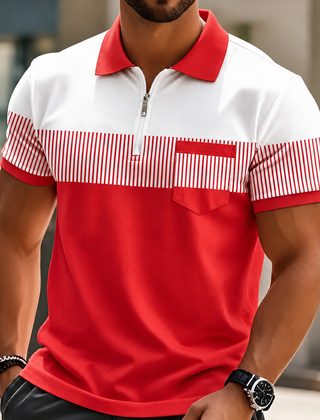 Grey Mason Elegant Zip Polo by THE WHITMORE FAMILY, shown with a classic collar and zip closure on a neutral background.