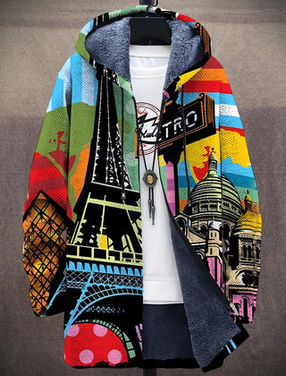 Emerson Artistic Hooded Zip Jacket by THE WHITMORE FAMILY, featuring a stylish hood, zipper closure, and artistic design details.