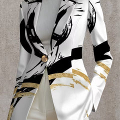 Noemine abstract brushstroke blazer by THE WHITMORE FAMILY, featuring a stylish jacket with bold brushstroke pattern.