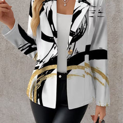 Noemine abstract brushstroke blazer by THE WHITMORE FAMILY, stylish jacket with artistic brushstroke design and tailored fit.