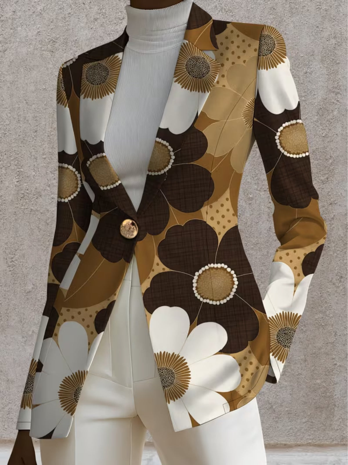 Clothilde Daisy Print Blazer by The Whitmore Family, stylish jacket with a vibrant daisy pattern and tailored fit.