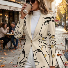 Philippine line art blazer by THE WHITMORE FAMILY, tailored jacket featuring sleek design and artistic line pattern.