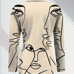 Philippine line art blazer from THE WHITMORE FAMILY, stylish jacket with detailed black and white line art design.
