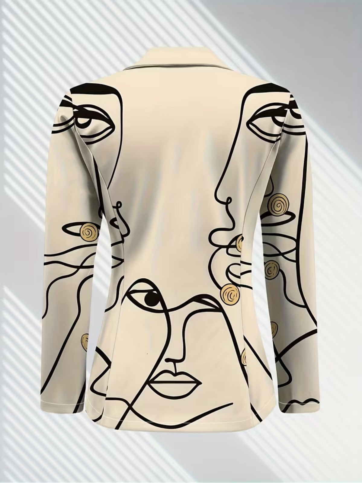 Philippine line art blazer from THE WHITMORE FAMILY, stylish jacket with detailed black and white line art design.
