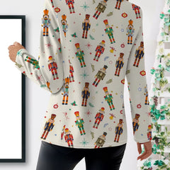 VIVENNE Nutcracker print blazer from THE WHITMORE FAMILY featuring a tailored fit and festive nutcracker pattern.