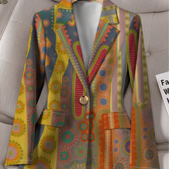 Faustine bohemian medallion blazer by The Whitmore Family, stylish jacket with vibrant medallion pattern and tailored fit.
