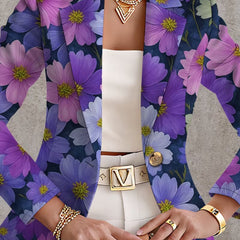 Purple cosmos blazer by The Whitmore Family, stylish jacket with tailored fit and vibrant fabric, displayed on a mannequin.