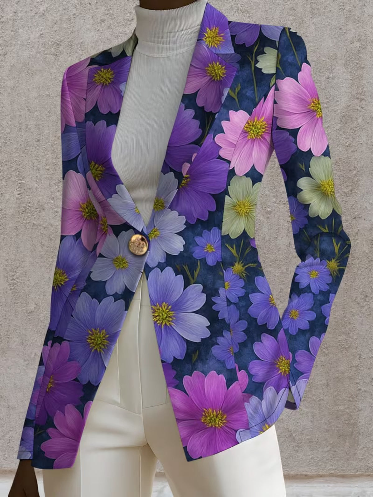 Purple Cosmos blazer by The Whitmore Family, stylish tailored jacket with a classic fit and vibrant color, displayed on a hanger.