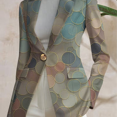 Capucine Dot Mosaic Blazer by THE WHITMORE FAMILY, featuring a vibrant mosaic pattern, tailored fit, and classic blazer style.