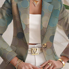 Capucine Dot Mosaic Blazer by The Whitmore Family featuring a stylish patterned fabric and tailored fit for women.