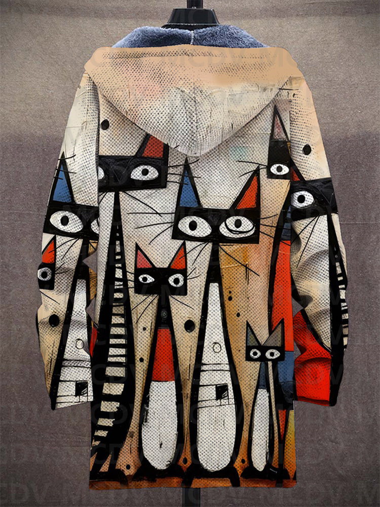 Reuben artistic print hooded jacket by THE WHITMORE FAMILY, featuring vibrant, abstract artwork on a stylish jacket.