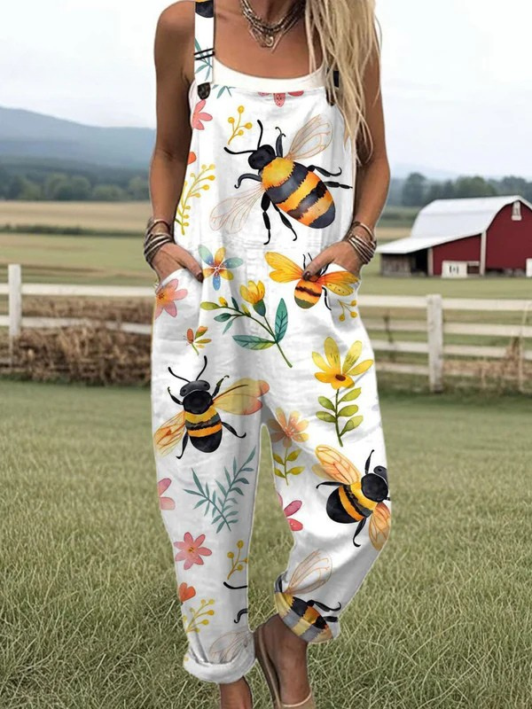 Bee Blossom jumpsuit from THE WHITMORE FAMILY Jumpsuit Collection, featuring floral print and stylish design.