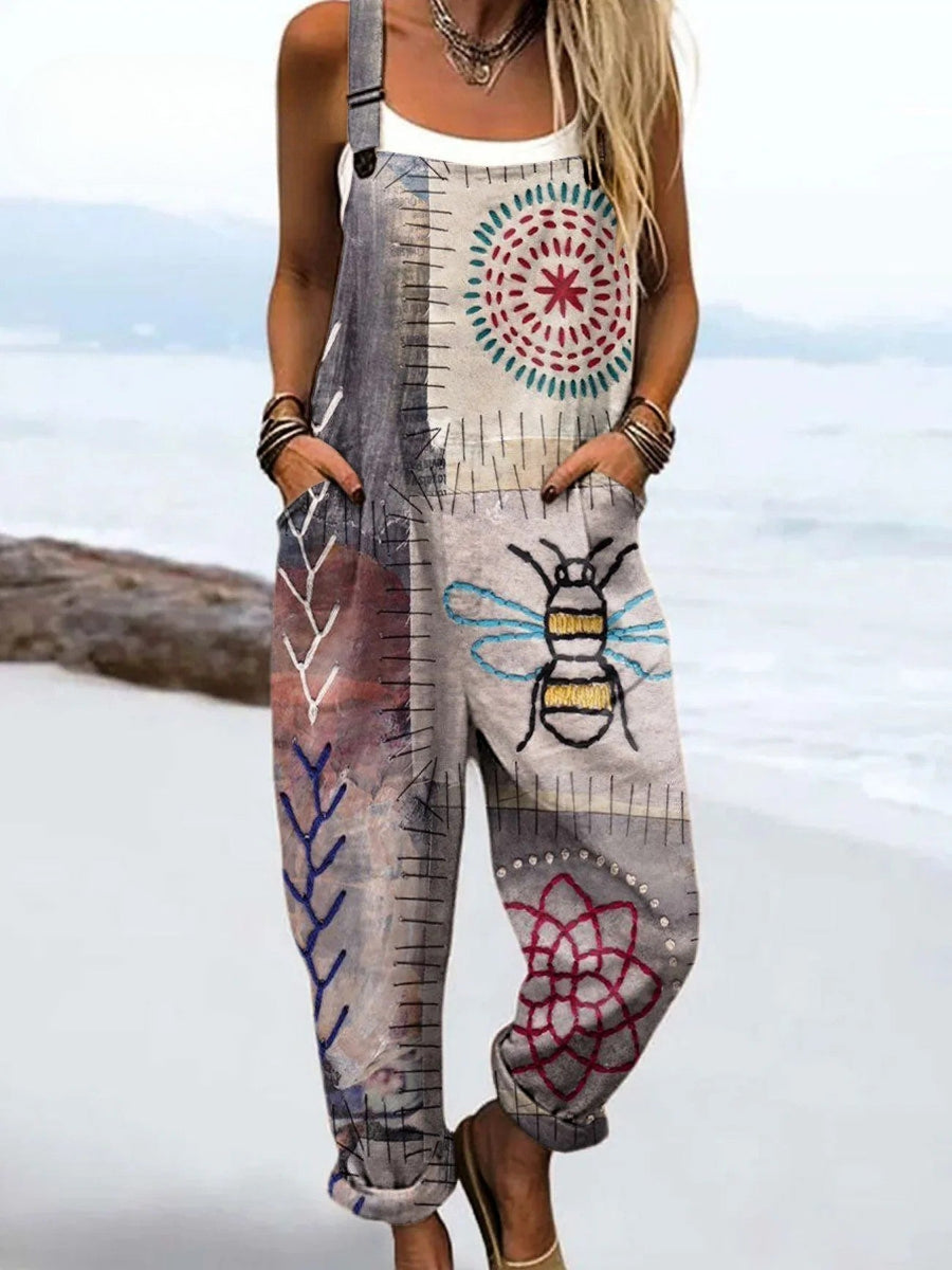 Bee Free Jumpsuit from THE WHITMORE FAMILY jumpsuit collection, featuring a stylish, comfortable design with a bee pattern print.
