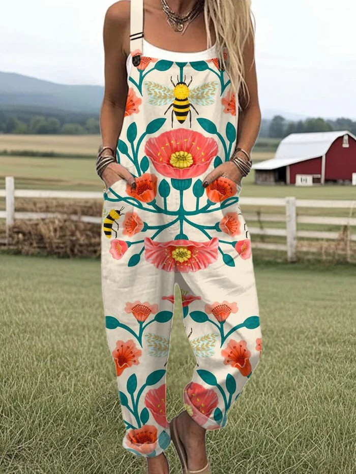 Honey Bloom jumpsuit from THE WHITMORE FAMILY Jumpsuit Collection, featuring a stylish, floral-patterned design and comfortable fit.